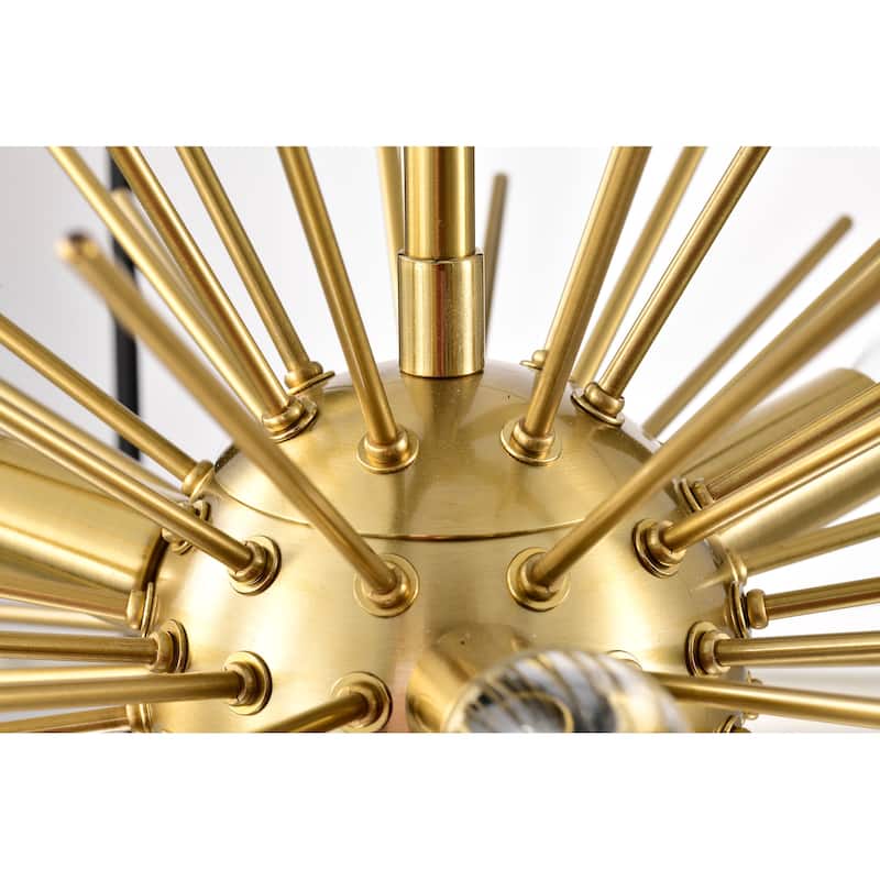 Antique Gold 6-Light Sputnik Black Cage Chandelier