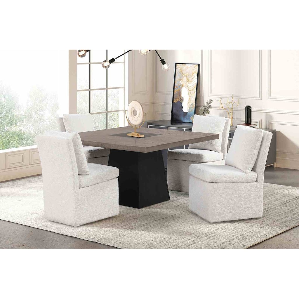 Dining Set 5PC Modern Dark Walnut Finish Table and Chairs