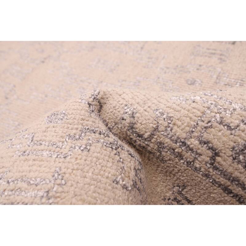 ECARPETGALLERY Hand-knotted Tangier Light Khaki Viscose, Wool Rug - 5'4 x 7'7
