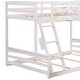preview thumbnail 8 of 7, White Twin over Full Solid Pine Wood Bunk Bed with Twin Loft Bed, Built-in Desk, Slide