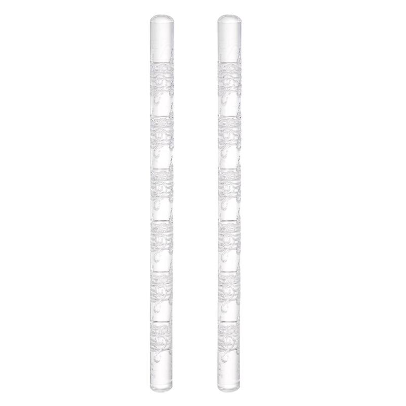 2pcs Acrylic Embossed Rolling Pin 16cm x 1cm Small Musical Note Pattern - Transparent