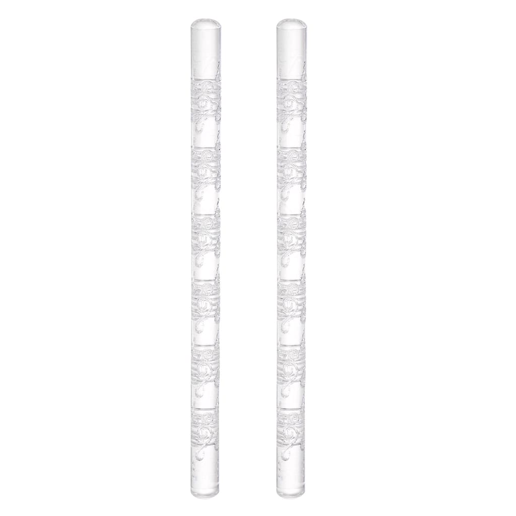 2pcs Acrylic Embossed Rolling Pin 16cm x 1cm Small Musical Note Pattern - Transparent