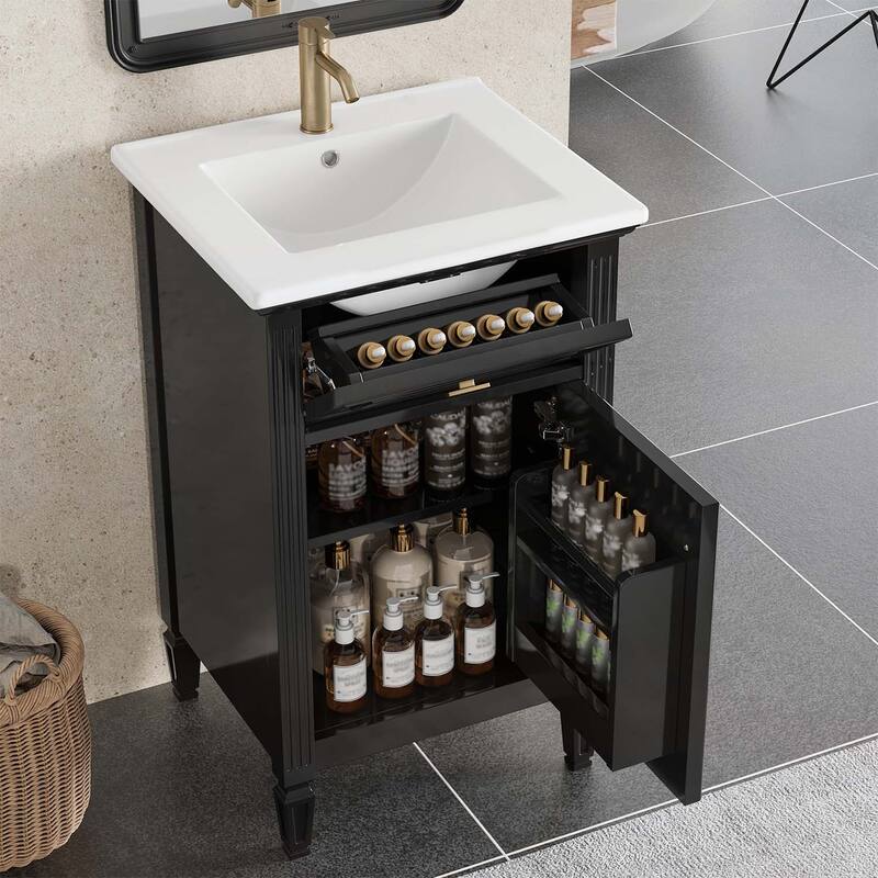 20-Inch Bathroom Vanity with Sink,Wood Legs