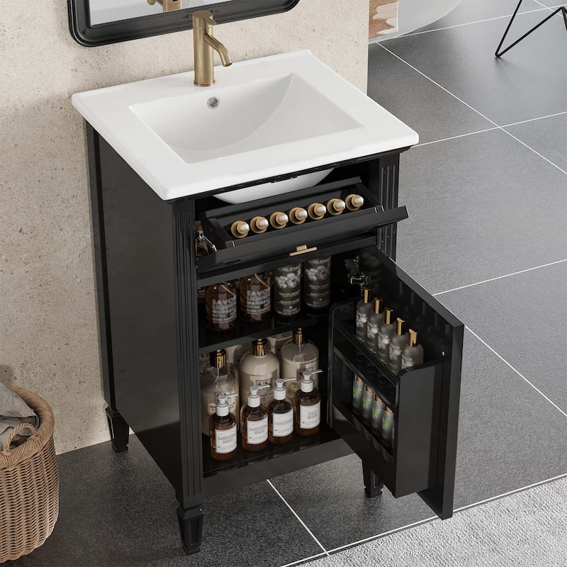 Freestanding Vanity Set with Adjustable Shelf,Tilt-Out Drawer