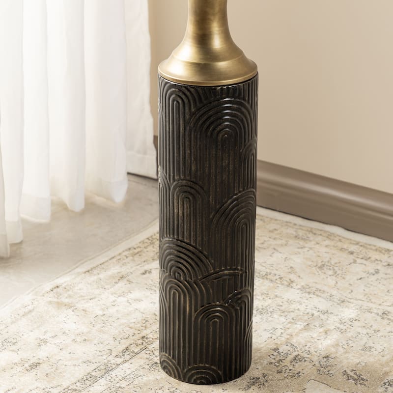 Glitzhome Set of 2 Modern White Black and Gold Metal Floor Vases Fall Thanksgiving Gifts