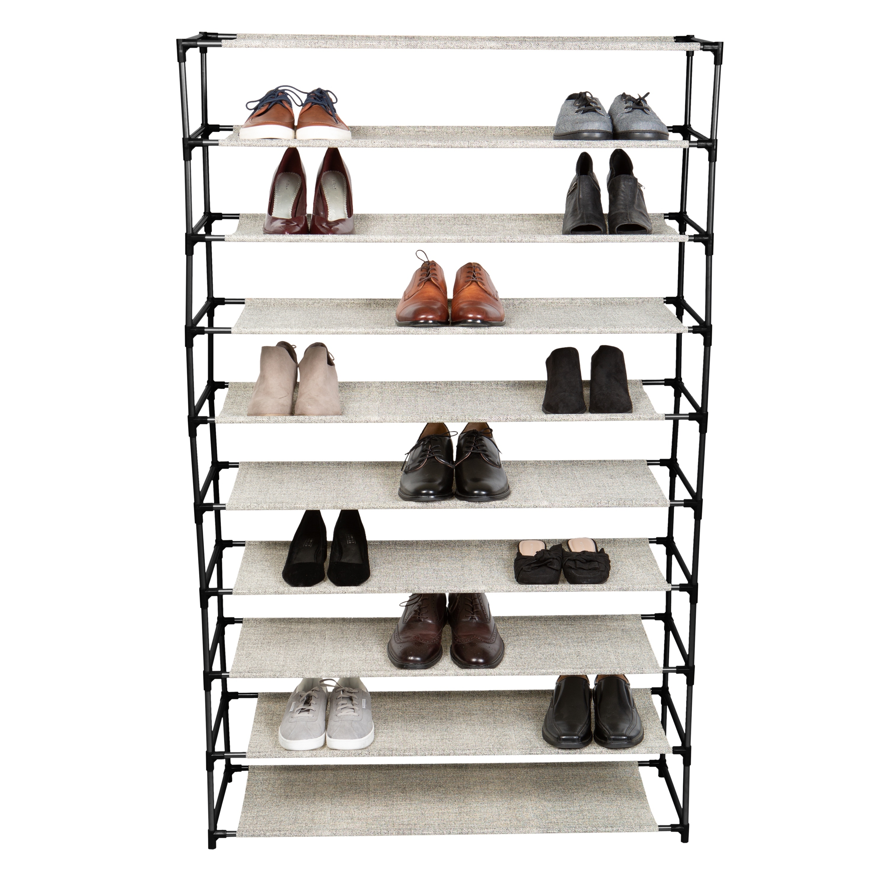 Shoe Rack Organizer Storage Pairs Shoes Shelves Space 10 Tier 50 Pairs Standing 