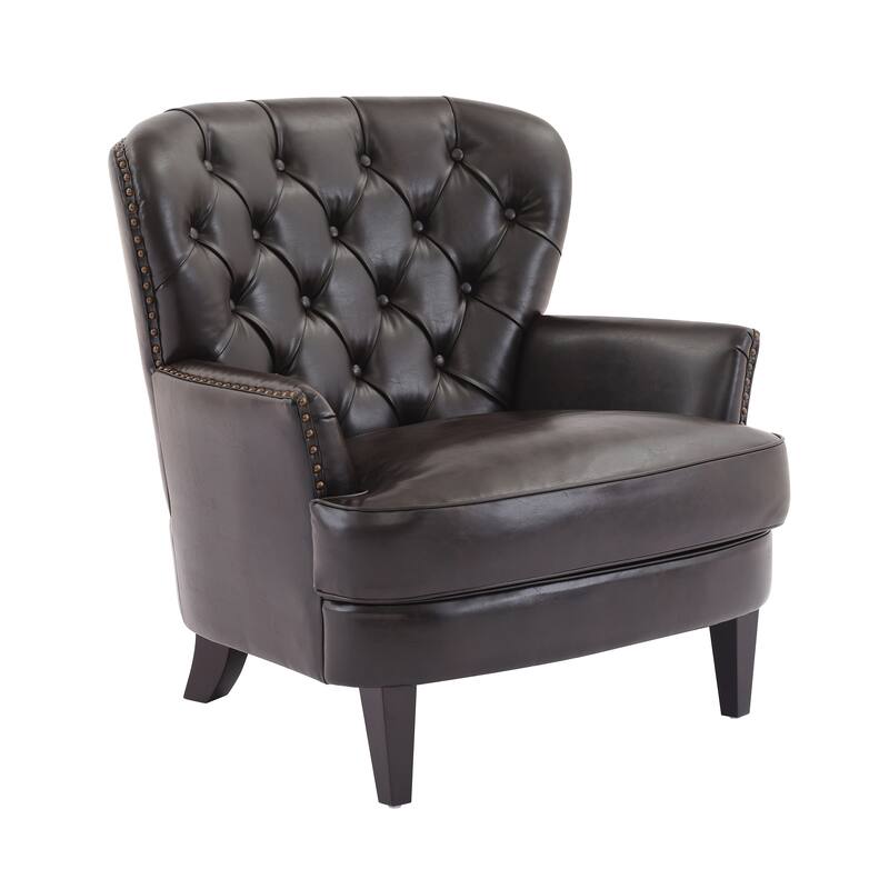 Tafton Oversized Brown Leather Tufted Club Chair by Christopher Knight Home