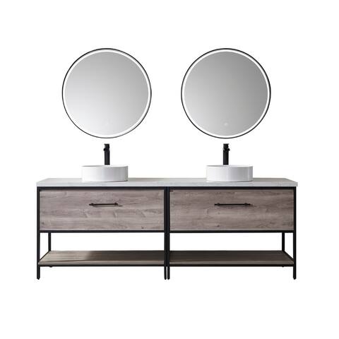 Murcia 84" Vanity with Countertop and vessel sink With Mirror