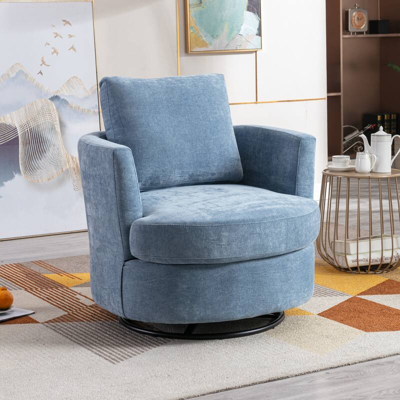 Modern Upholstered Swivel Barrel Chair(Set Of 2)