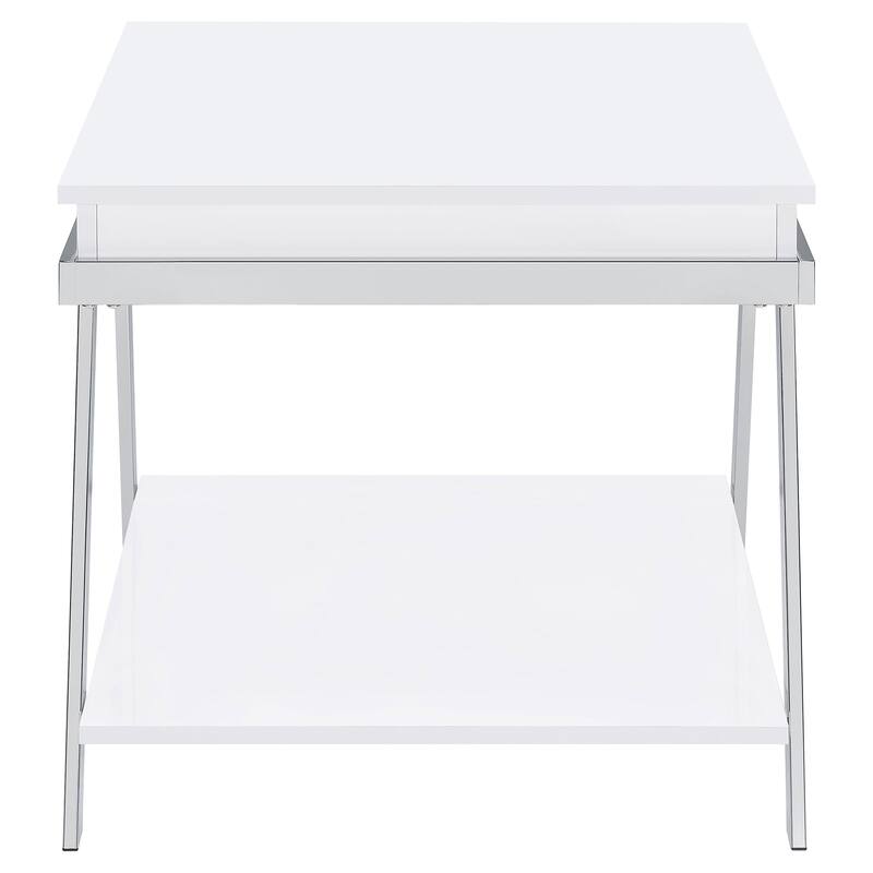 Marcia Rectangular Side End Table White High Gloss