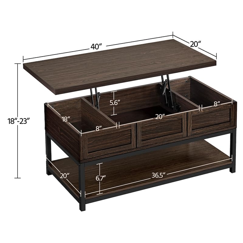 Yaheetech 40" Wooden Lift Top Coffee Table Acent Table w/ Compartments