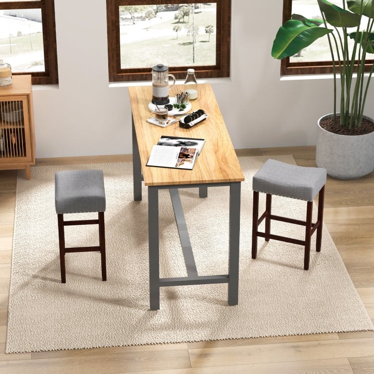 Set of 2 24 Inch Bar Stool with Curved Seat Cushions - 17" x 13" x 24" (L x W x H)