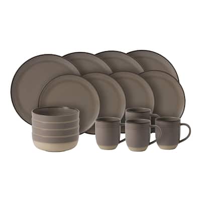Taupe Brushed Glaze 16-piece Stoneware Dinnerware Set (Service for 4)