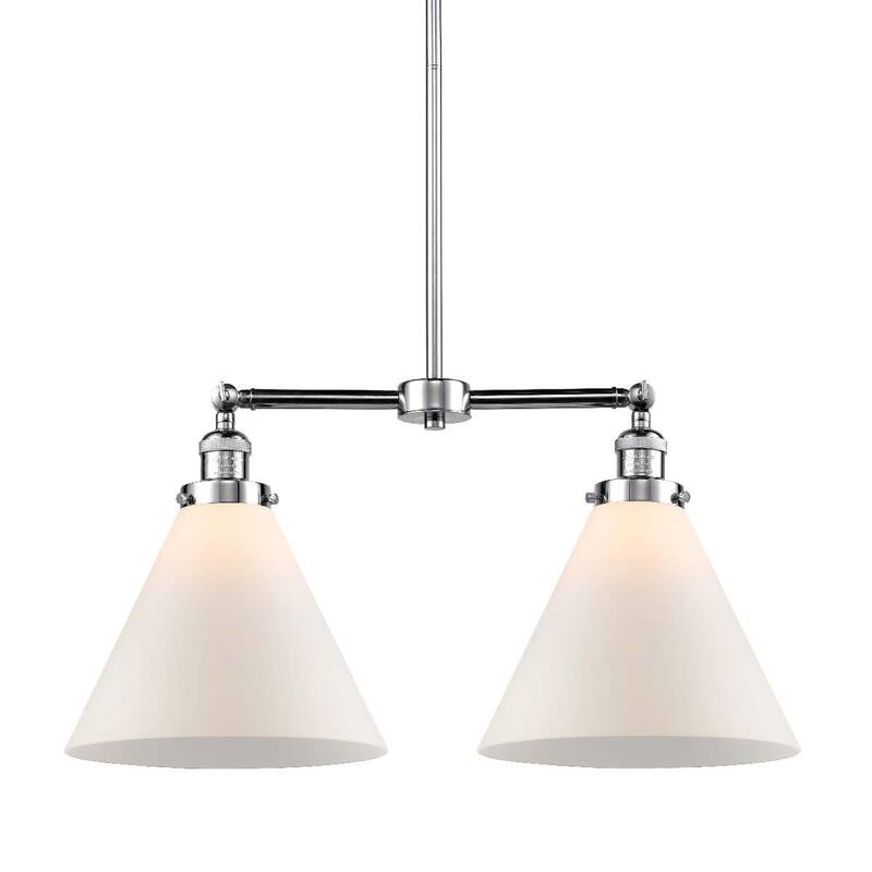 Innovations Lighting X-Large Cone 2 Light 21" Wide Linear Chandelier - Polished Chrome / Matte White Cased