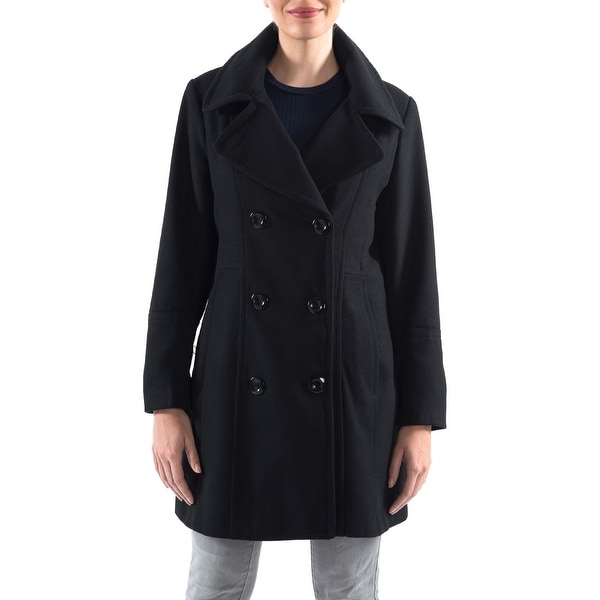 Alpine Swiss Norah Womens Wool Blend Double Breasted Peacoat
