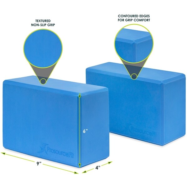 ProsourceFit Foam Yoga Blocks Set of 2 High Density Large Size 9”x6”x4 