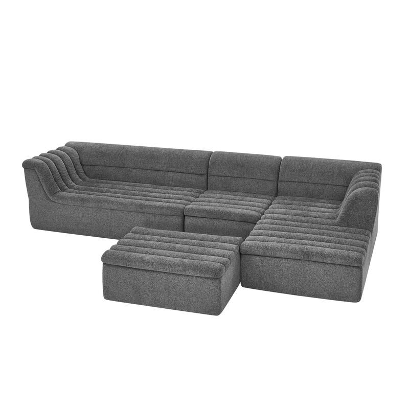 Modular Sectional Sofa with Chaise,Chenille Upholstered Boneless Couches,No Pillows Included