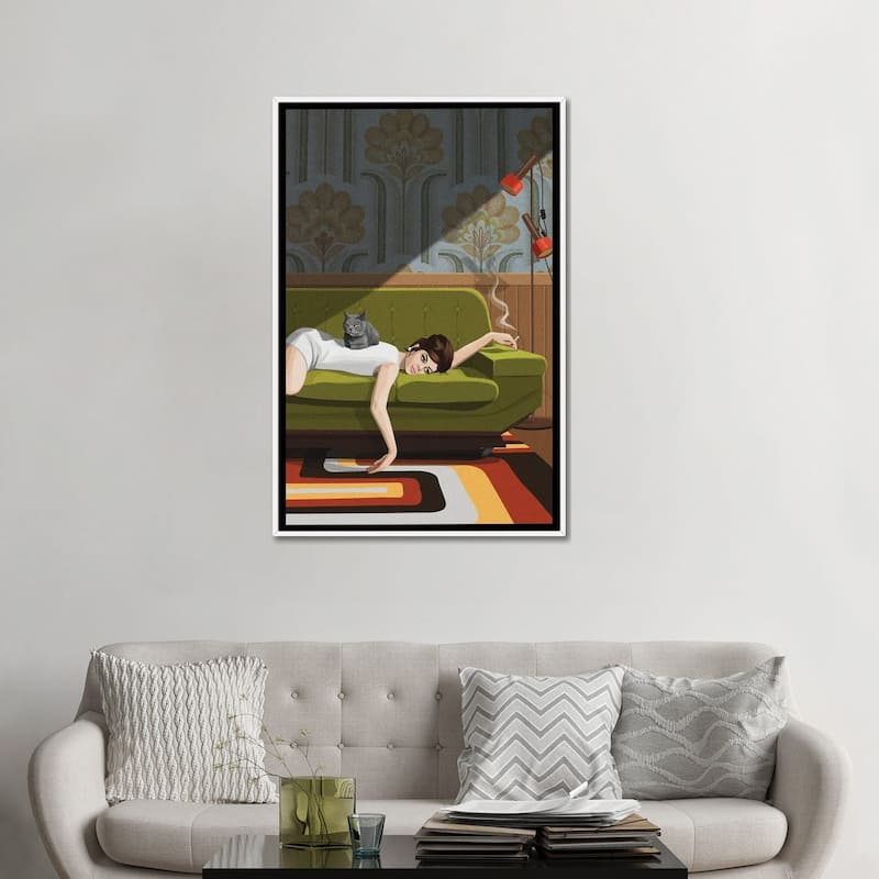iCanvas "Waiting Game" by Artcatillustrated Framed Canvas Print