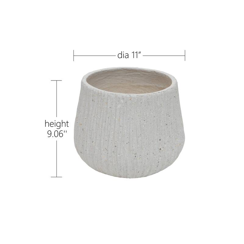11"Dia x 9.06"H Large Round Planters, Outdoor Planters with Drainage Holes, Plant Pot with Cement Texture Plant Pots