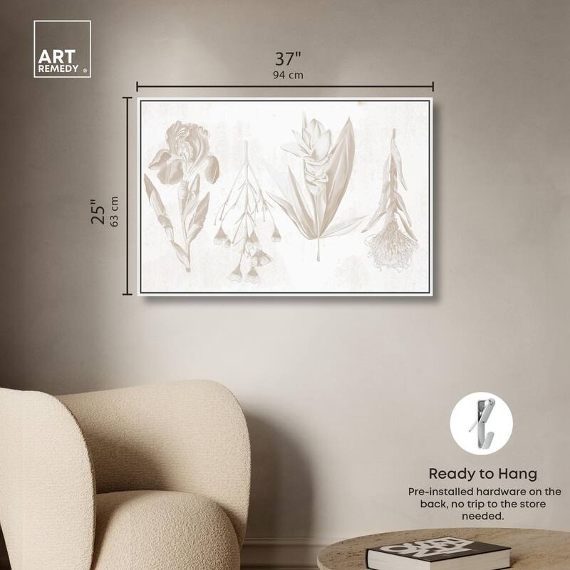 White Pressed Flora Canvas by Art Remedy
