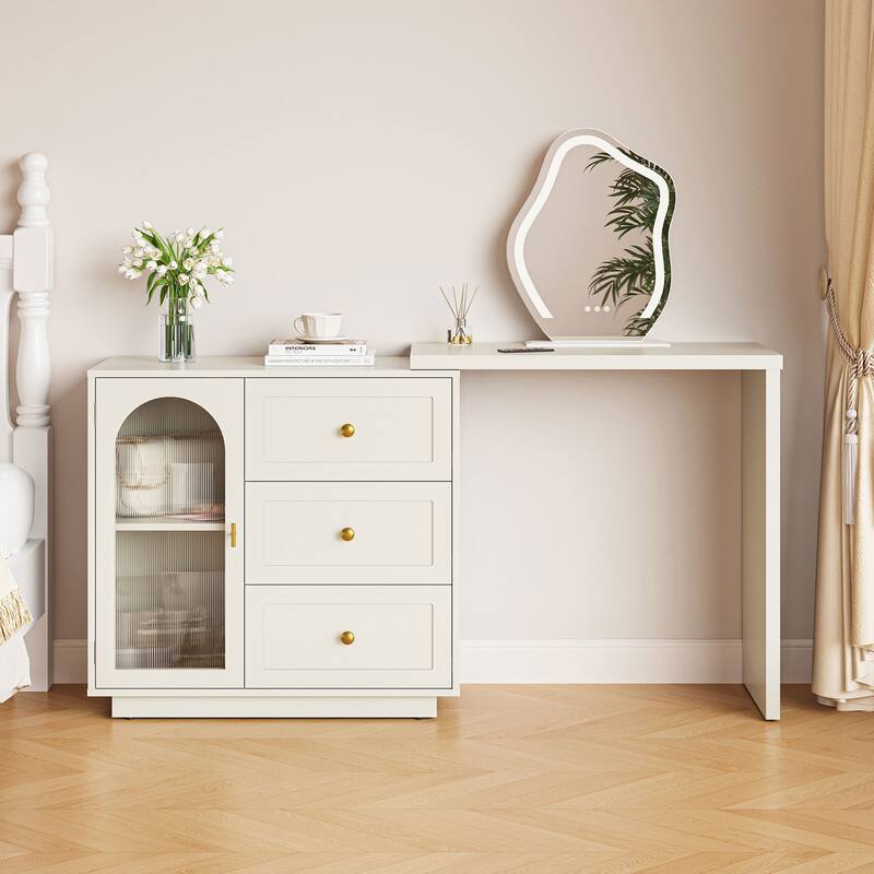 Makeup Vanity Table with LED Lighted Mirror