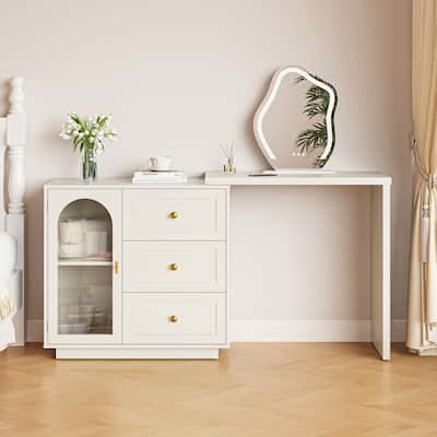 Makeup Vanity Table with LED Lighted Mirror