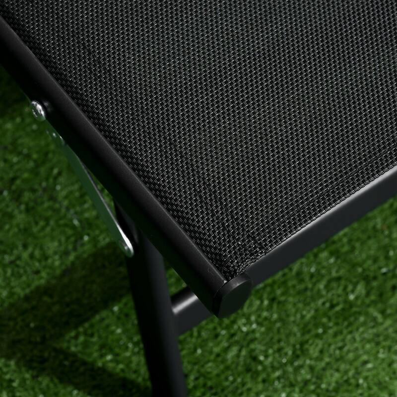 Outdoor Steel Frame Mesh Recliner with Wheels 2-Piece Set