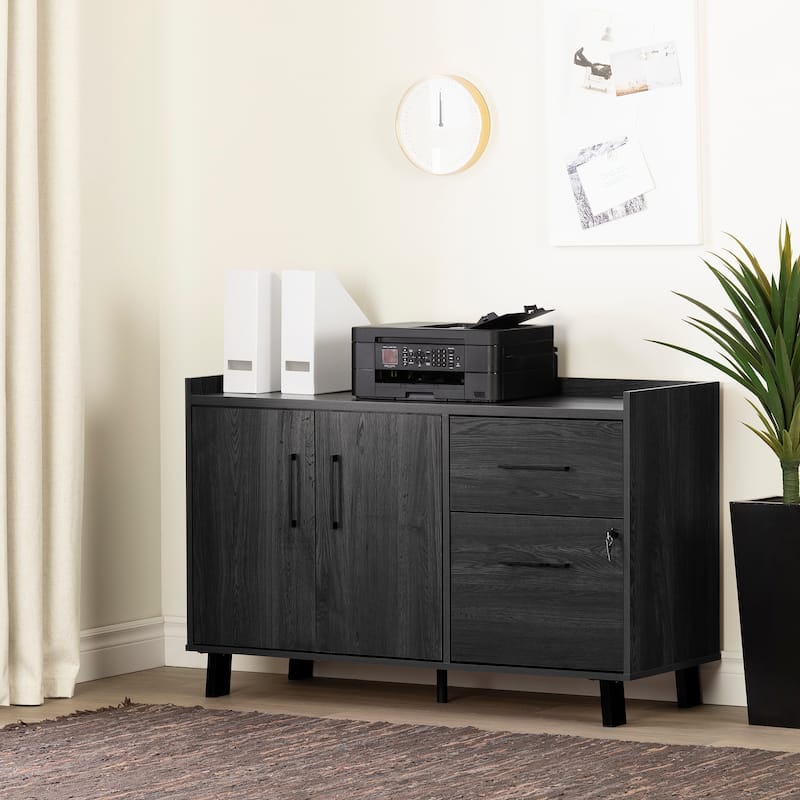 South Shore Kozack 2-drawer Credenza with Doors - Grey
