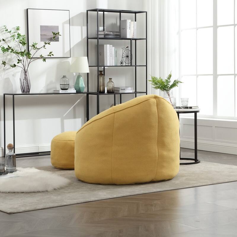 Compressed Foam Bean Bag Chair with Footrest - Plush Lounger for Modern Living Spaces