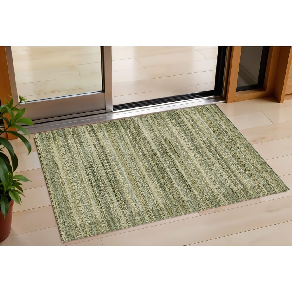 HomeRoots Striped Transitional Rectangle Outdoor Rug