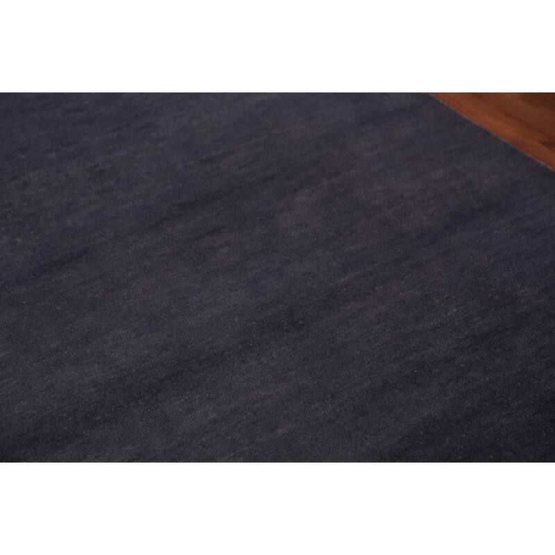 Navy Blue Gabbeh Modern Area Rug Handmade Wool Carpet - 5'6" x 7'10"