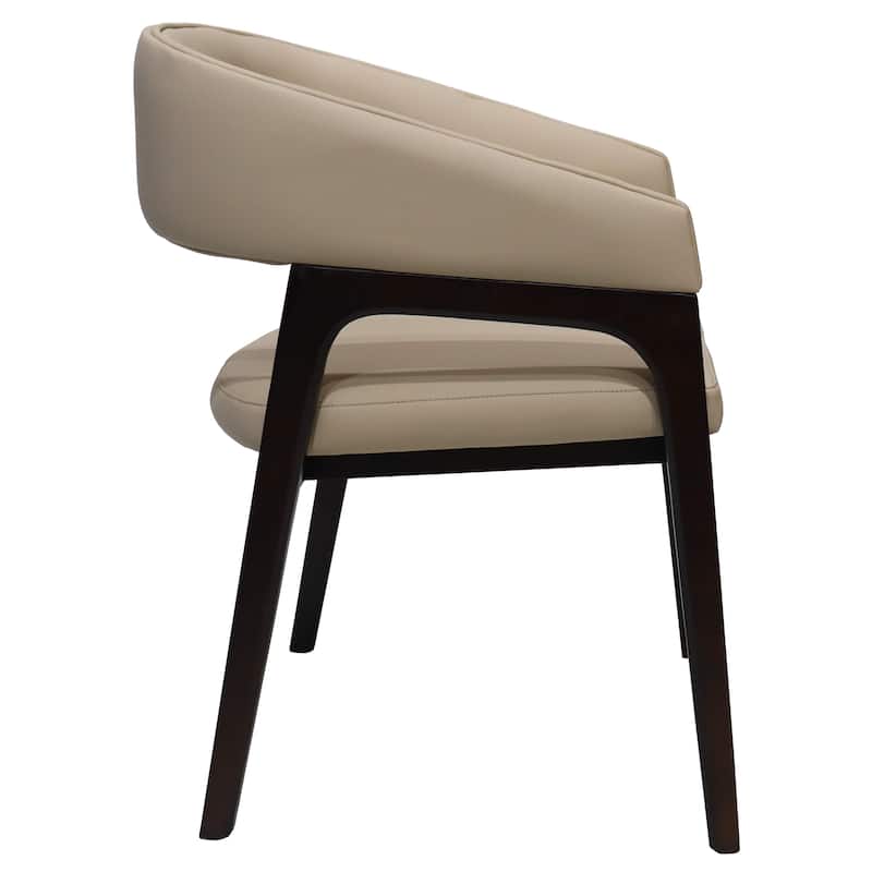 Cali Leather Dining Chair with Rubberwood Legs for Modern Kitchend and Dining Room Accent Arm Chair With Curved Open Back Design