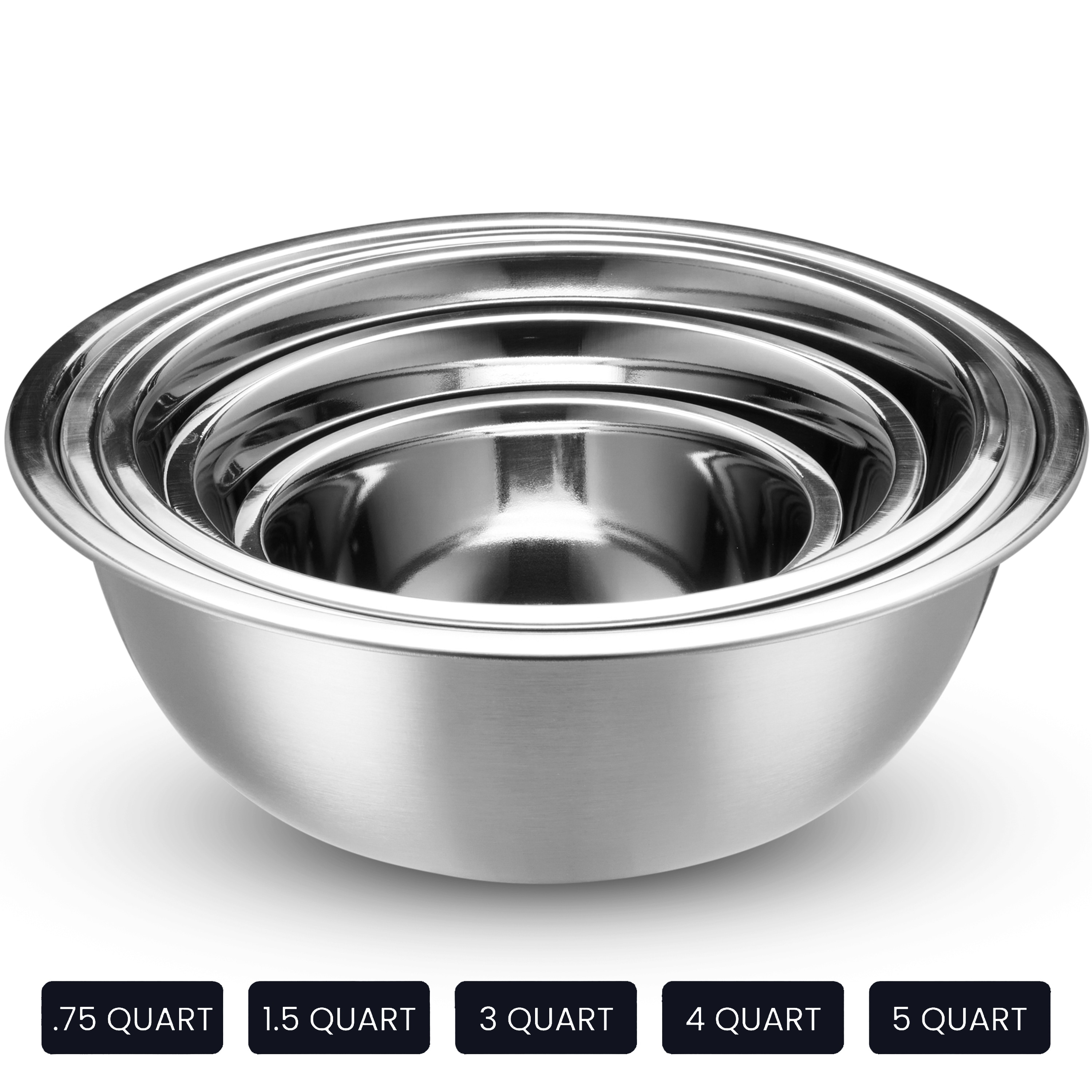 KPKitchen Stainless Steel Mixing Bowls with Lids Set of 5
