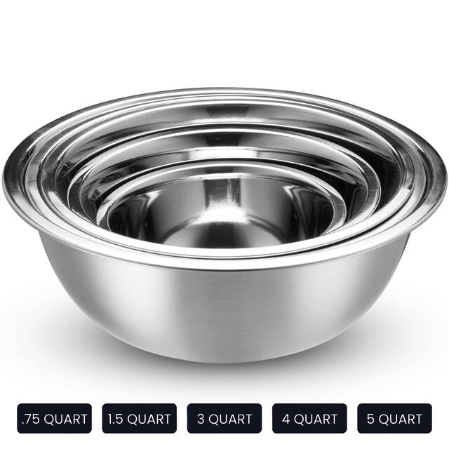 Heavy Duty Meal Prep Stainless Steel Mixing Bowls Set with Lids