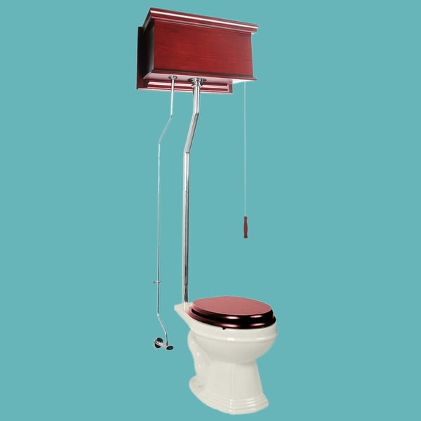 Cherry High Tank Toilet Biscuit Elongated Chrome | Renovator's Supply