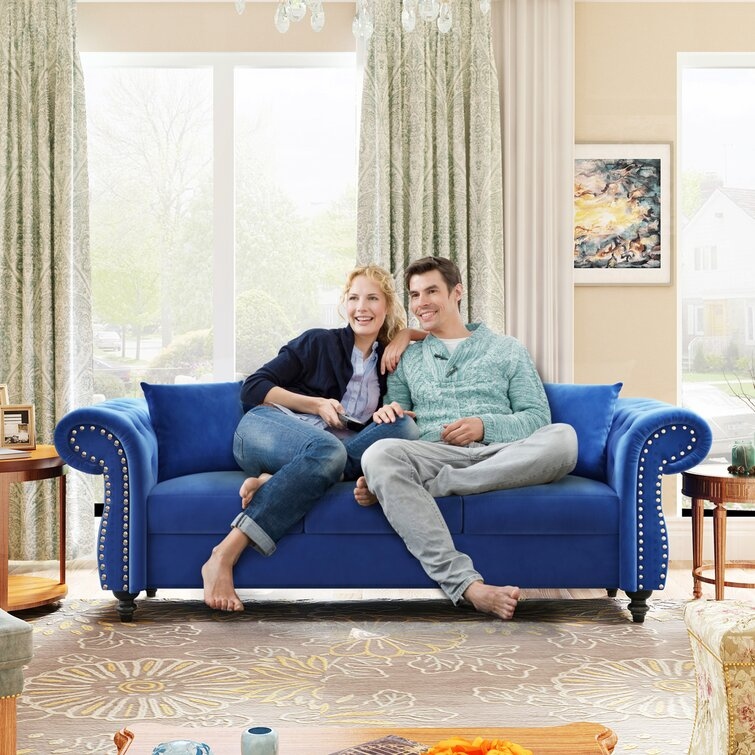 Pillows on chesterfield sofa online