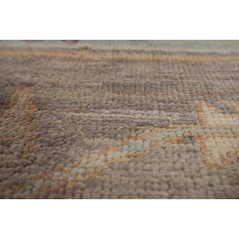 Vegetable Dye Oushak Turkish Rug Hand-Knotted Grey Wool Carpet - 8'2"x 10'1"