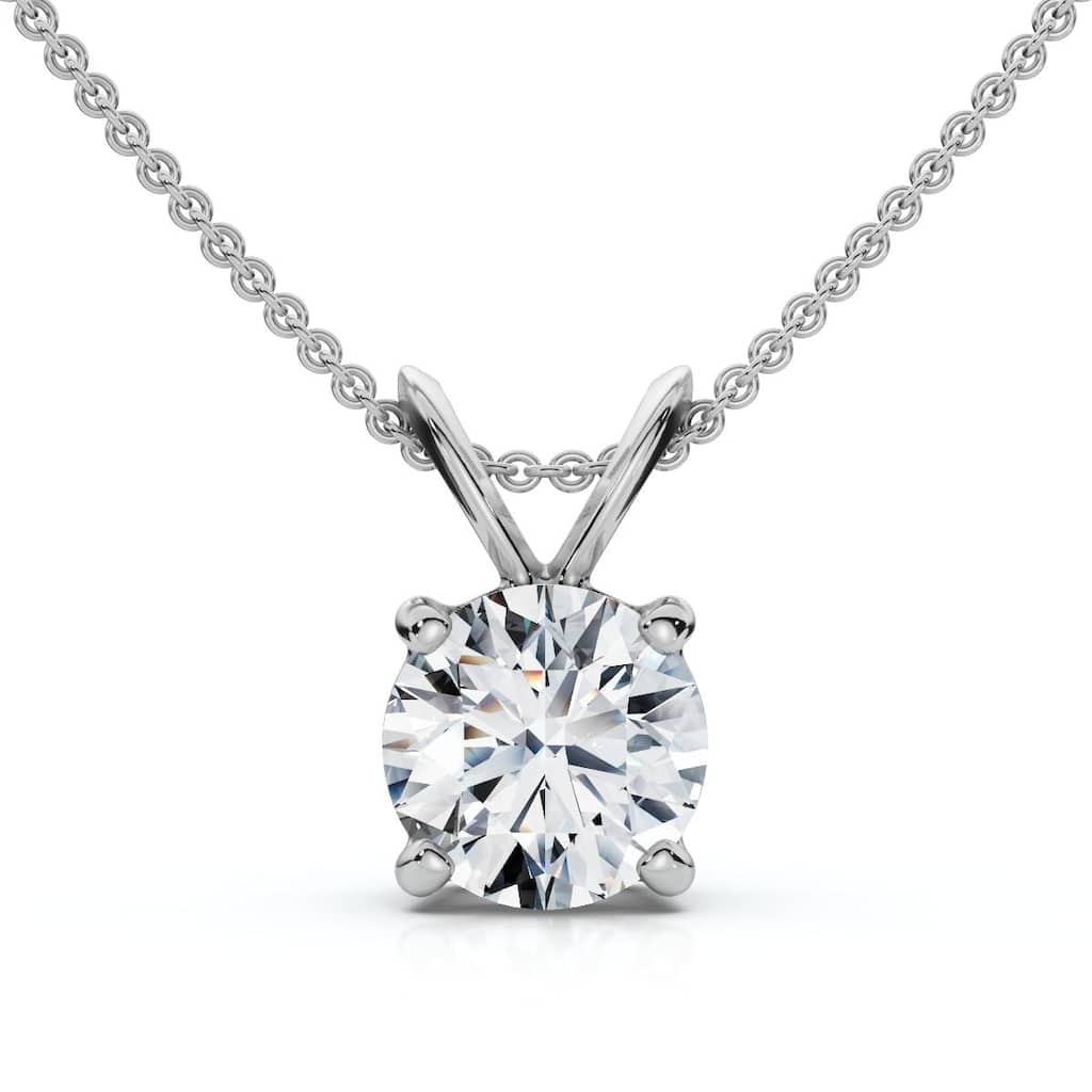 Bliss Diamond 3/4ct Diamond Round Solitaire Pendant White Gold Lab Grown