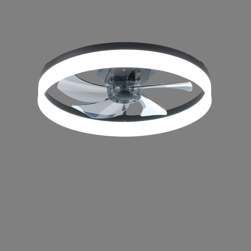 Smart Ceiling Fan with Light Dimmable LED Remote App Control - White+Black