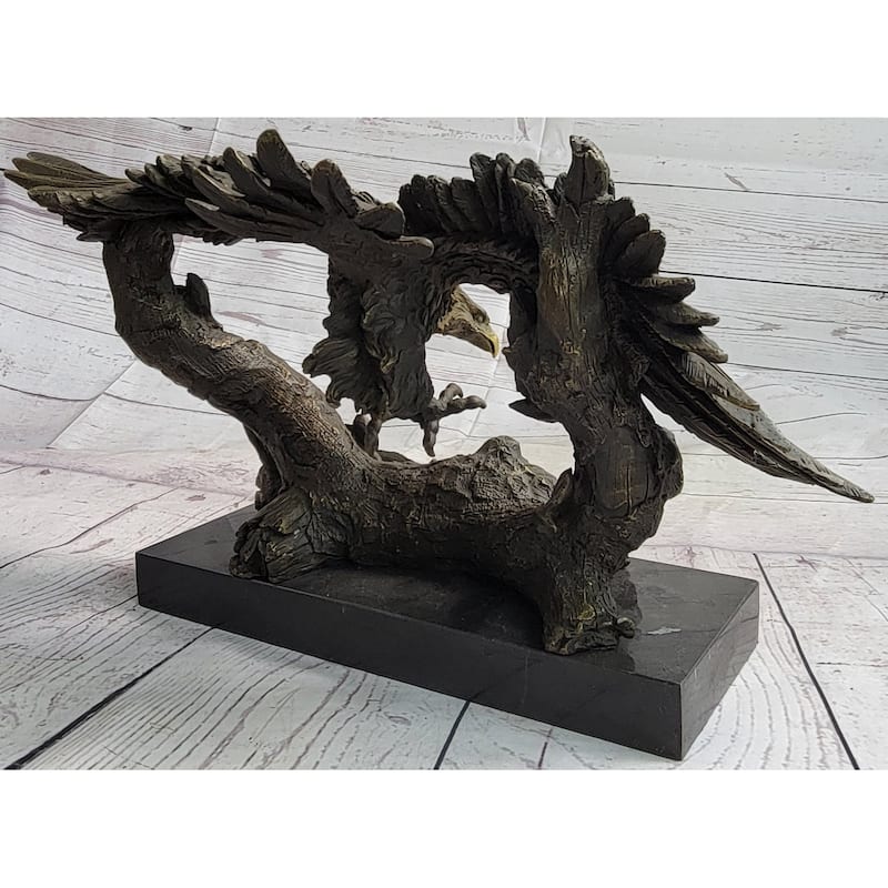 Original Milo Large American Bad Eagle Landing Bronze Sculpture Statue Figurine