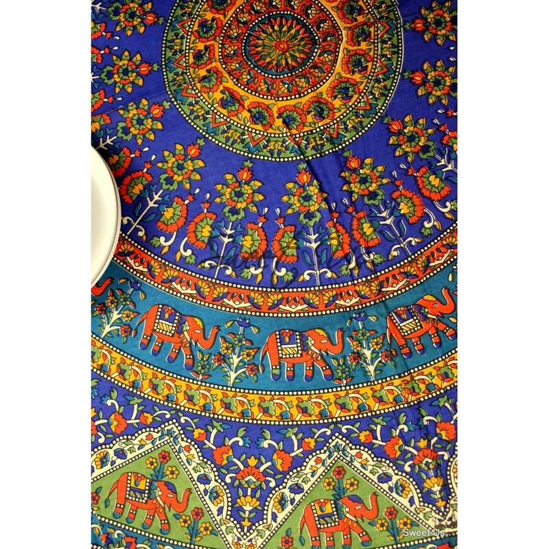 Cotton Elephant Floral Shine Tablecloth Rectangle