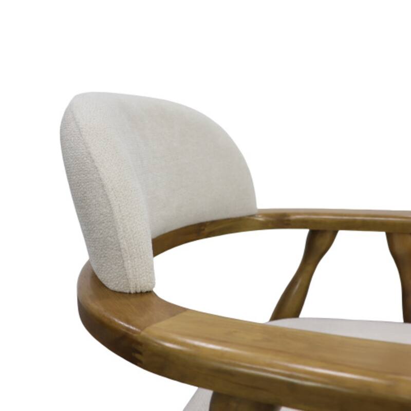 Christopher Knight Home - Mid-Cenutry Farmhouse Upholstered Wood Dining Chairs with Curved Backrest and Armrest, Set of 2