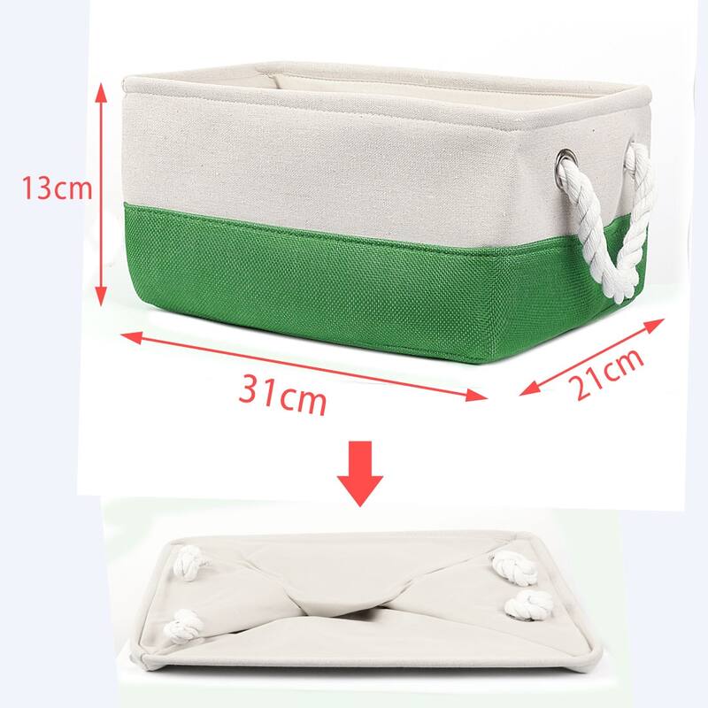 Foldable Polyester Storage Basket or Bin with Durable Cotton Handles