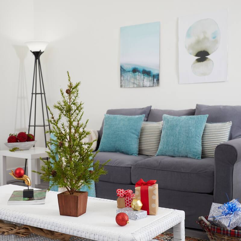 2.25' Potted Alpine with Pinecones Artificial Christmas Tree, Unlit - 2 Foot