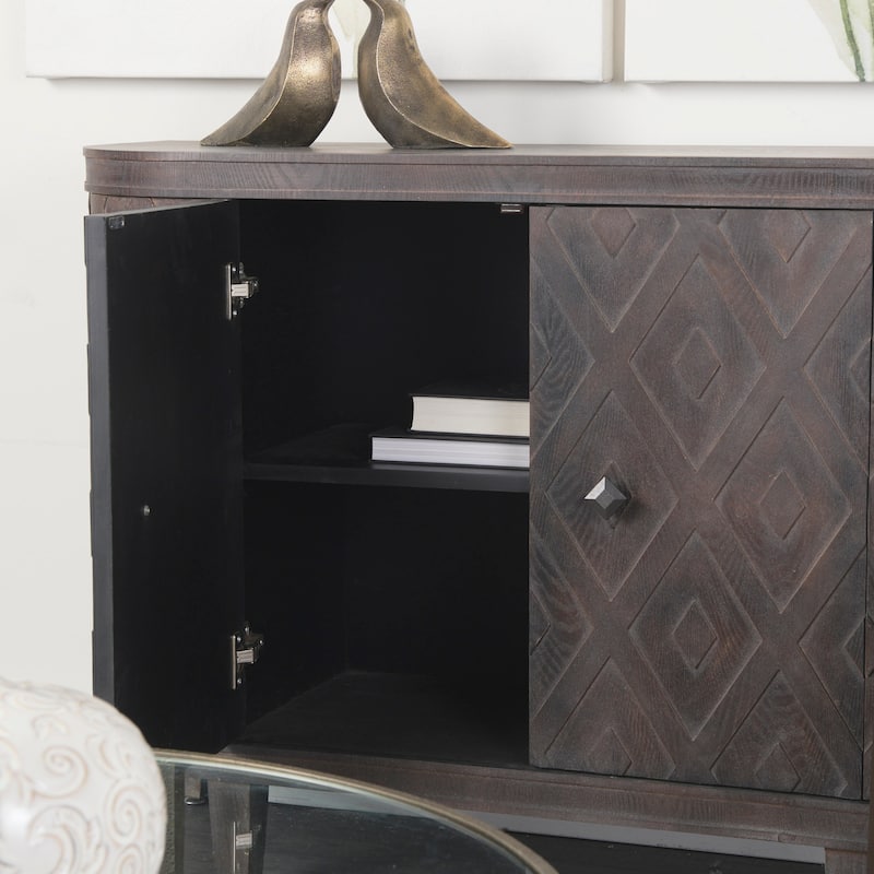 Lennon Beige Fir Veneer 4 Door Cabinet - 47.2L x 15.0W x 33.1H