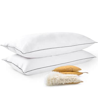 Cheer Collection Set of 2 Wood Cotton Pillows with Microfiber Shell, Standard
