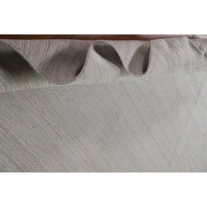 Beige Tribal Gabbeh Area Rug Hand-Knotted Wool Carpet - 8'9"x 11'8"