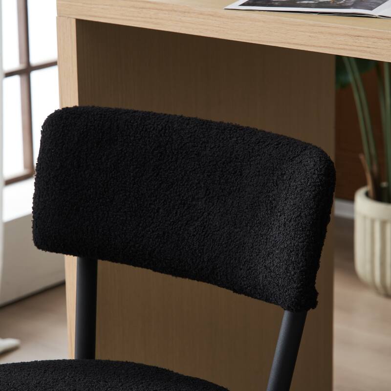 Set of 2/Set of 4 Modern Teddy Fabric Upholstered Bar Stools with Metal Base