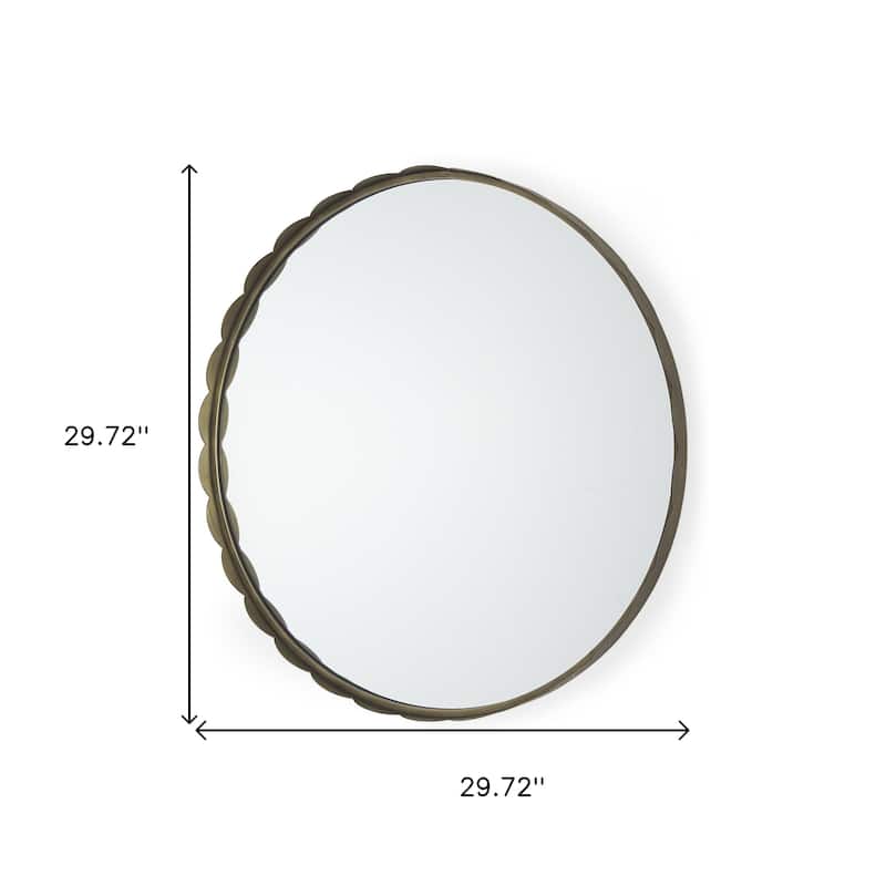 HomeRoots 30" Gold Metal Scalloped Framed Accent Mirror - 29.72 in. x 29.72 in. x 1.97 in.