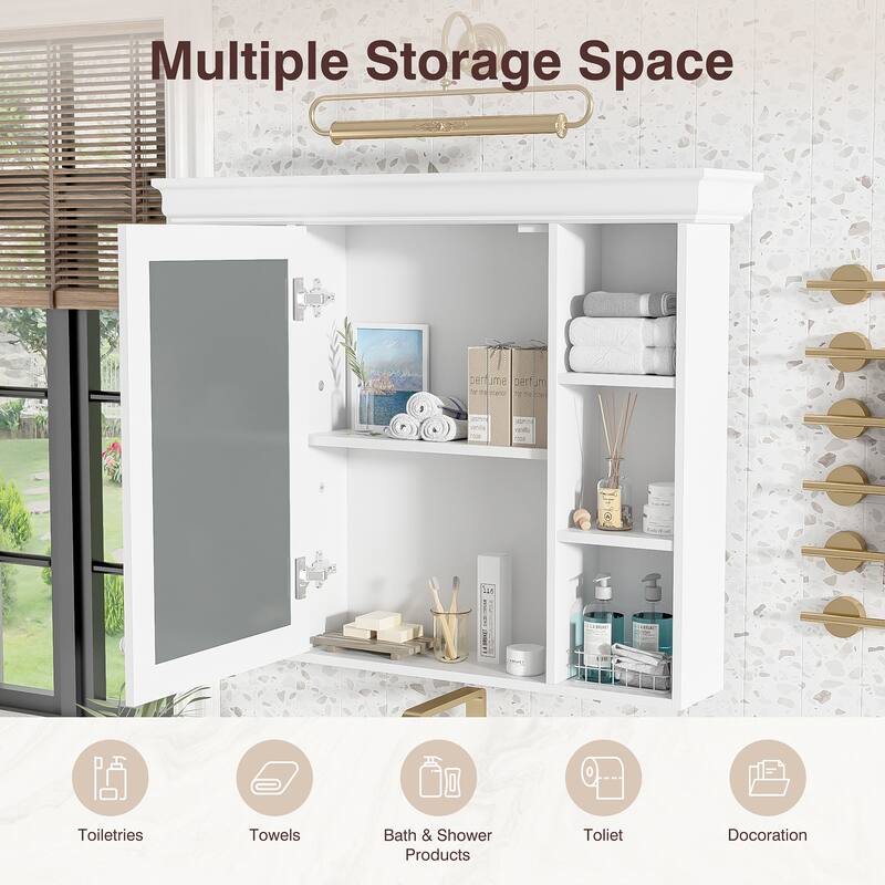 Modern 35" Bathroom Wall Cabinet with Mirror, 6 Shelves for Storage, Over Toilet Cabinet